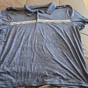 George Heathered Navy Polo Shirt with Stripes